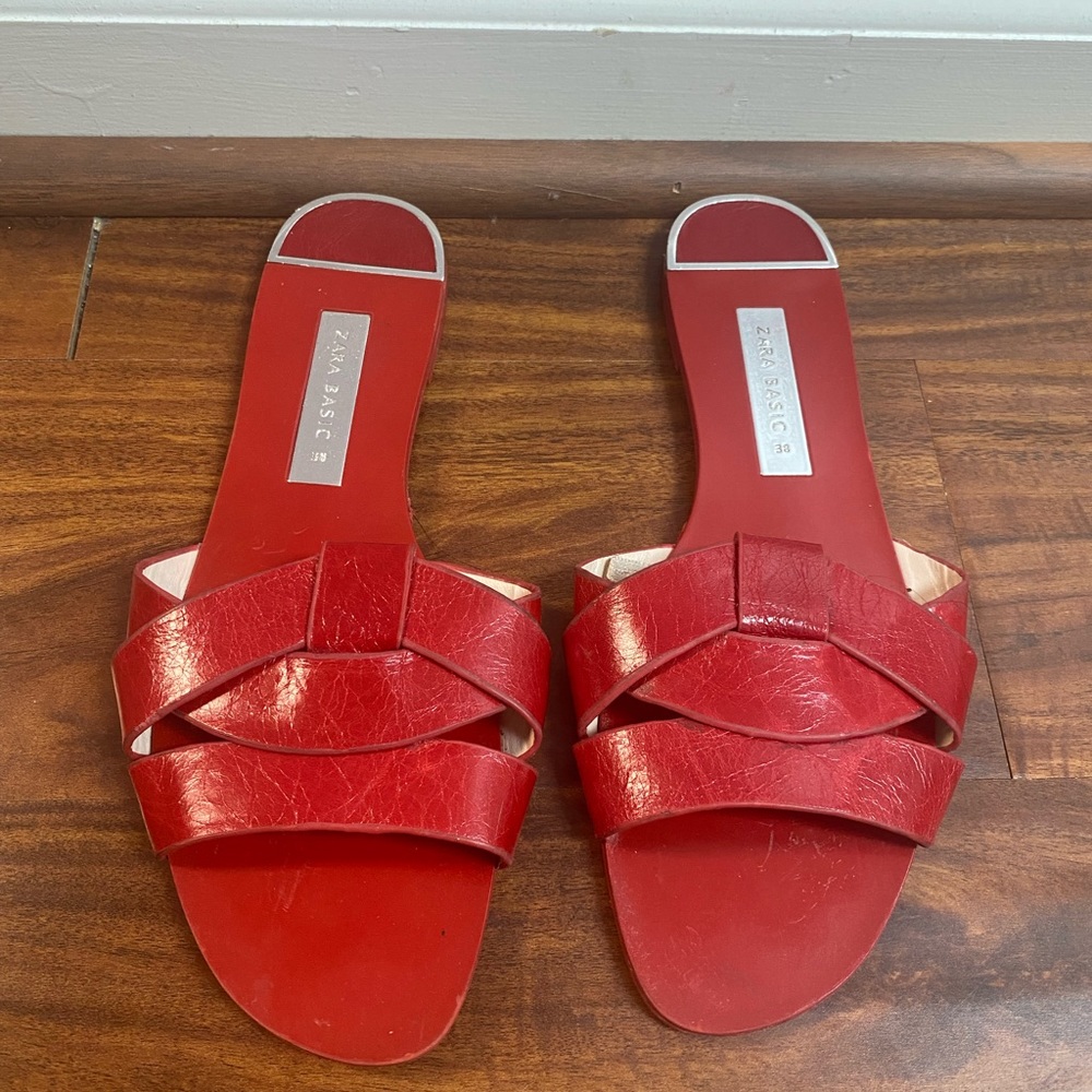 Zara red sandals - size 38 (7.5)